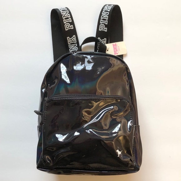 PINK Victoria's Secret Handbags - $29💋NWT Black VS PINK iridescent Mini Backpack